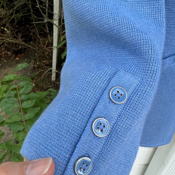 NWT Talbots Cozy Thick Blue Long Sleeve Sweater Blazer Pockets - Picture 4 of 6